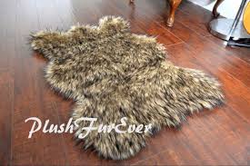exotic black tip coyote bearskin rug