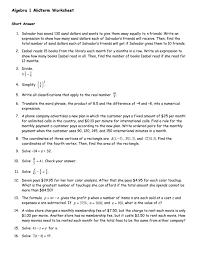 algebra 1 midterm worksheet answer section