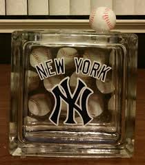 Glass Block Bank New York Yankees Glass