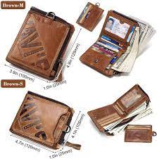 Retro Men's Crazy Horse Leather Wallet，Vintage Men Genuine Leather Coin Purse，Male Cuzdan Walet Perse Small Pocket Money Bag