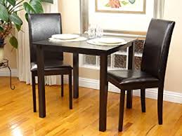 Dining table sets are a fast way to make a dining room look perfectly pulled together. Amazon Com Rattan Wicker Furniture Dining Kitchen Set 3 Pc Classic Square Table And 2 Chairs Fallabella Solid Wooden In Espresso Black Finish Table Chair Sets