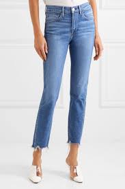 W3 Cropped Frayed High Rise Straight Leg Jeans