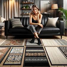 what rug goes with black couch carpet