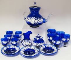 Venetian Murano Cobalt Blue Glass White