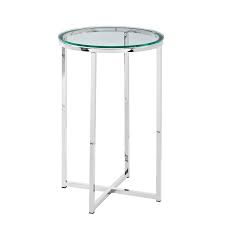 16 Inch Round Side Table Glass Top