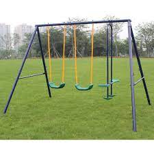Metal Outdoor Swing Set With Glider For
