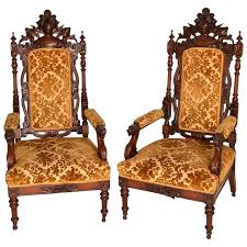 No need to register, buy now! Pair Of Carved Walnut Victorian Armchairs With Knights And Griffins Southampton Antiques Ruby Lane