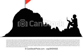 Silhouette von geschäftsmann mit laptop auf dem berg. | CanStock