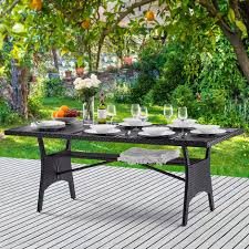Casaria Poly Rattan Dining Wpc Table
