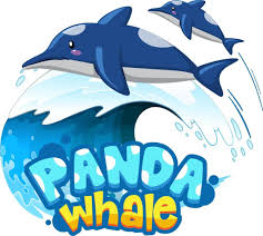 panda whale font banner isolated