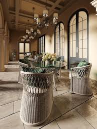 Premium Photo A Wicker Dining Table