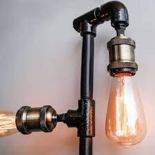 Tpf110 Steampunk Iron Pipe Lamp Wall