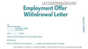 employment offer withdrawal letter