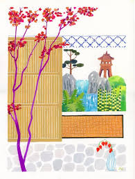 japanese garden art print garden wall