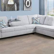 Star Home Living Corp Victor Linen Fabric Sectional Sofa In Gray White