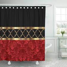Browse these black bathroom ideas and get inspired. Cynlon Lattice Elegant Red Black Gold Quatrefoil Geometric Moroccan Contemporary Bathroom Decor Bath Shower Curtain 60x72 Inch Walmart Com Walmart Com