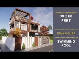30 X 60 House Design 3 Bhk Swimming