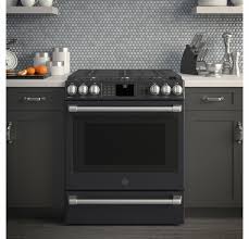 I have looked at both the ge cafe & the electrolux. Cgs986eelds Ge 30 Cafe Series Slide In Front Control Gas Range With True European Convection And Self Clean Black Slate