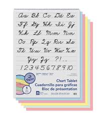 Pacon 25 Sheet 1 Ruled Colored Paper Chart Tablet With Cursive Cover