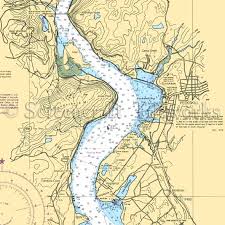 New York Peekskill Hudson River Nautical Chart Decor