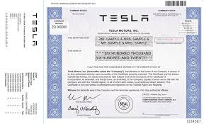 Tesla Motors Inc Stock Certificates Scripophily Famous Names