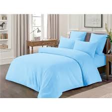 Cotton Plain Sky Blue Quilt Bedding Set
