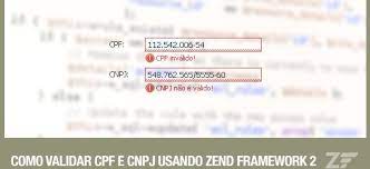 como validar cpf e cnpj usando zend