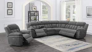 upholstered power sectional charcoal