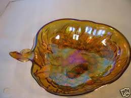vintage amber carnival glass bowl