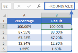 how to round percenes in excel
