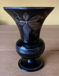 An Art Deco Black Amethyst Glass Vase