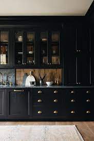 black oak pantry cabinets with plank