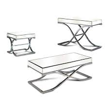 Chrome Rectangle Glass Coffee Table Set