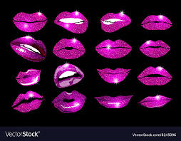 collage pink lips set design glitter