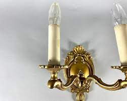 Vintage Double Arm Wall Sconce In Gilt