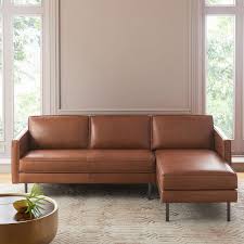 axel leather 2 piece chaise sectional