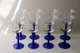 Vintage Hand Blown Glass Wine Glasses