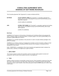 Consulting Agreement With Sharing Of Software Revenues Template