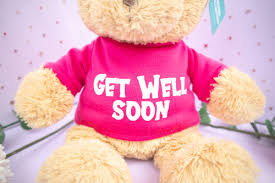 get well soon teddy bear with pink