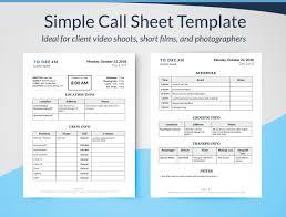 Simple Call Sheet Template Word Doc Sethero