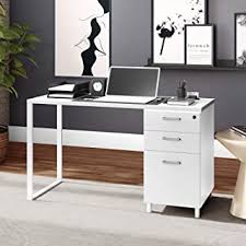 Inval imported wooden laptop computer desk storage drawers cabinet contemporary computer desk in black, with silver hardware and elevated top. Amazon Com Computer Desk With Locking Drawers