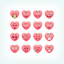 set of shape emoticons romantic