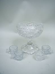 vintage glass miniature punch bowl set