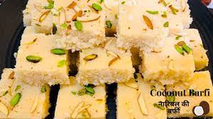 dry coconut barfi with condensed milk