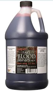 gallon of fake red liquid blood bottle