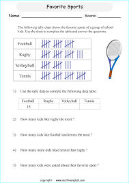 Favorite Sports Tally Chart Printable Grade 2 Math Worksheet