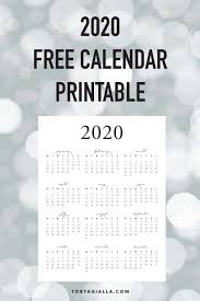 Free 2020 Printable Yearly Calendar Tortagialla