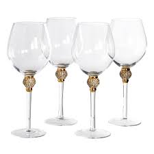 Gold Diamante Bubble Red Wine Glasses