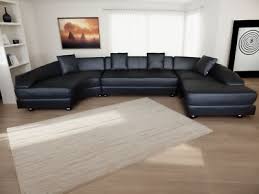 4pc Modern Black Leather Sectional Sofa