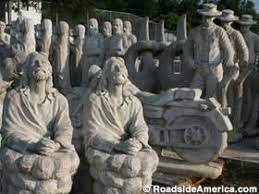 hillside of concrete statues slate